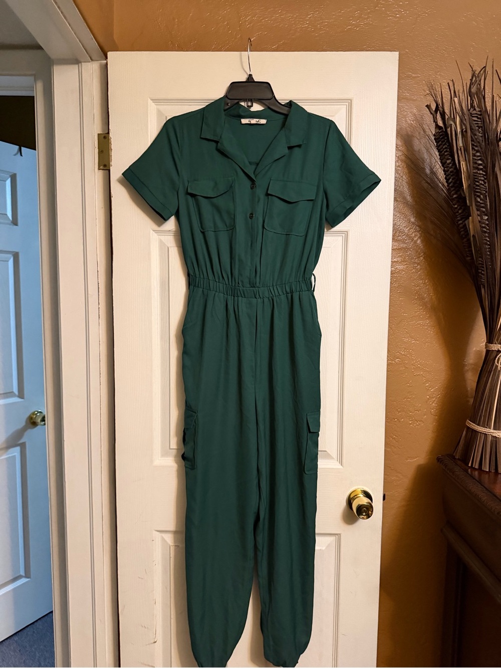 Blush Teal Short-Sleeve Utility Jumpsuit